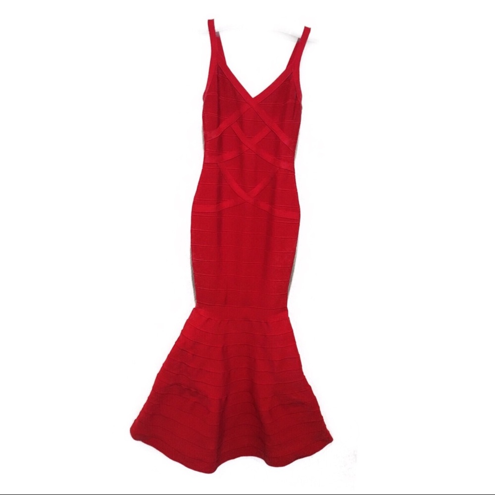 Red Bodycon Bandage Mermaid Dress Gown